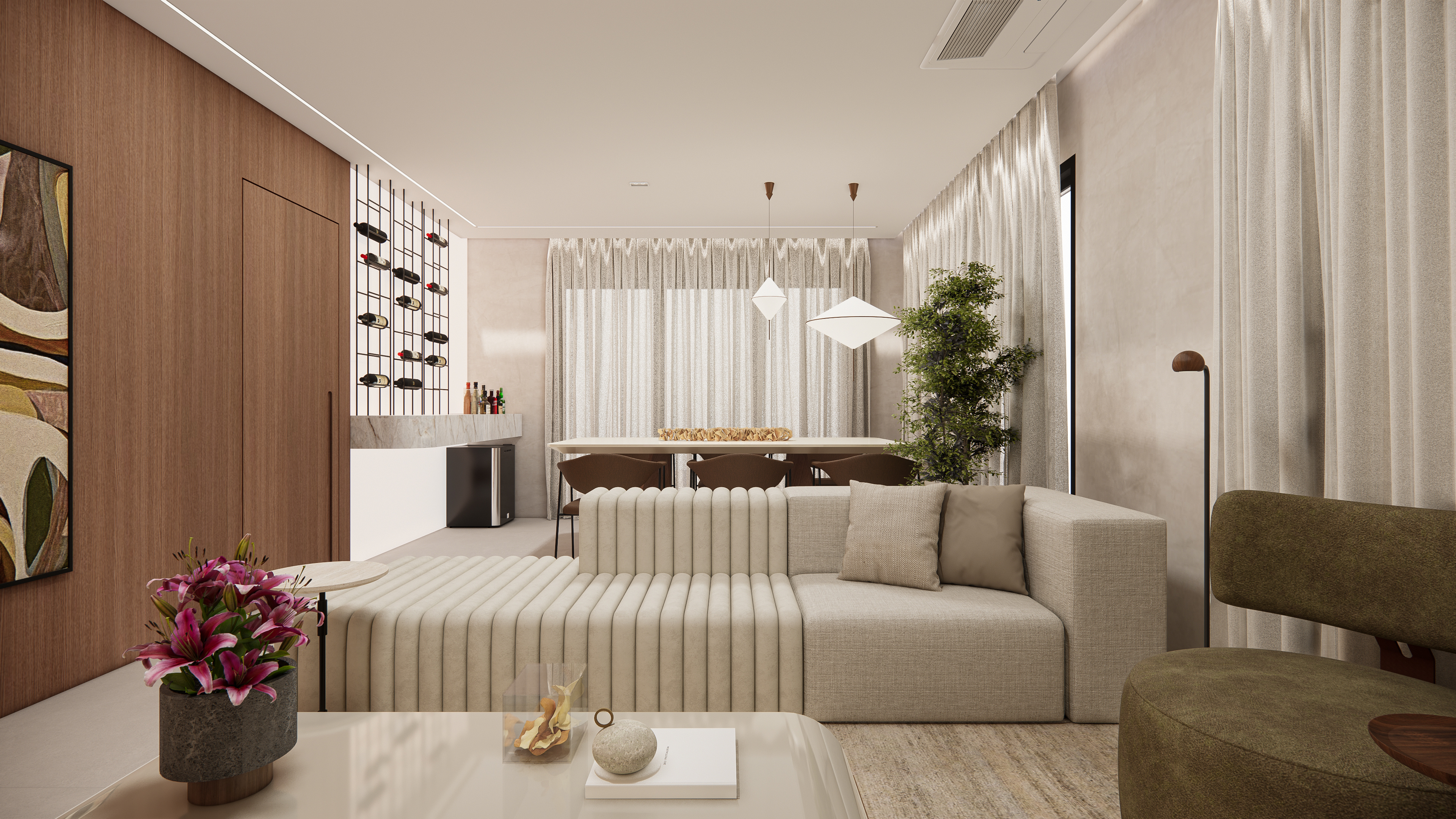 Sala de estar e jantar — vista da sala de jantar