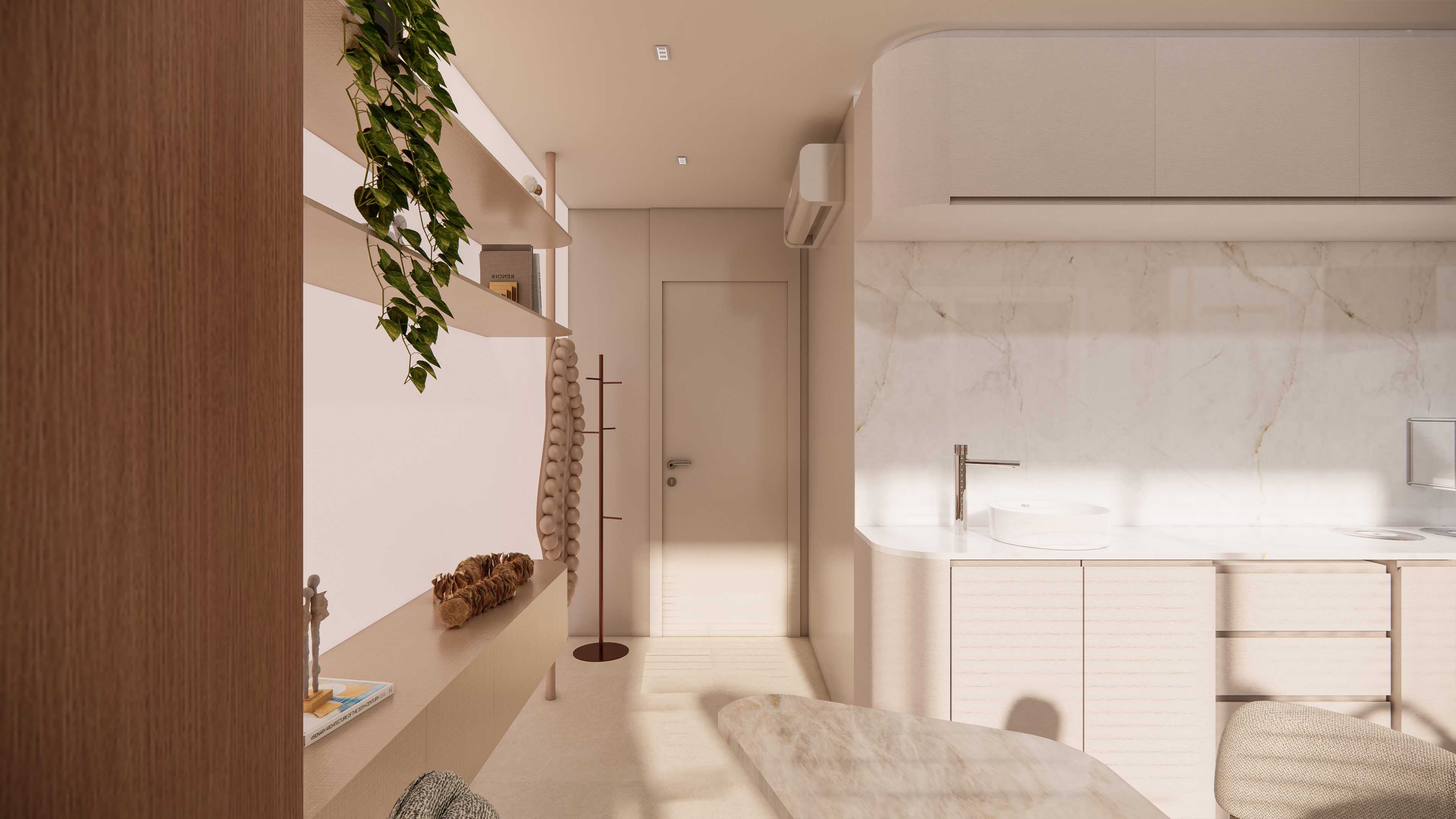 Consultório odontológico — área com prateleiras decorativas